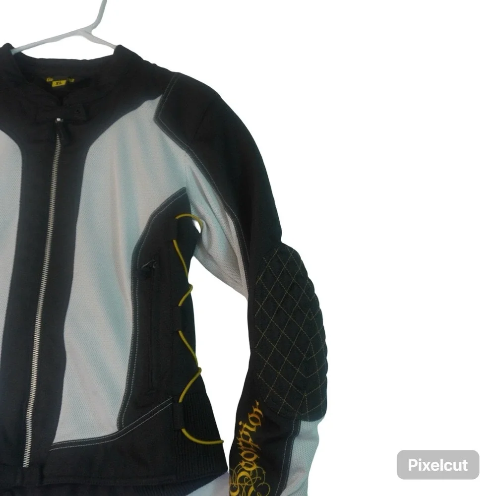 Scorpion Exo Motorcycle Jacket Mens XL Black White Skeletal Protection Full Zip